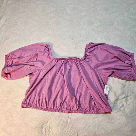 OLD NAVY Women’s Blouse 3X Off Shoulder Elastic Balloon Sleeves Peasant Top NWT - Picture 1 of 6